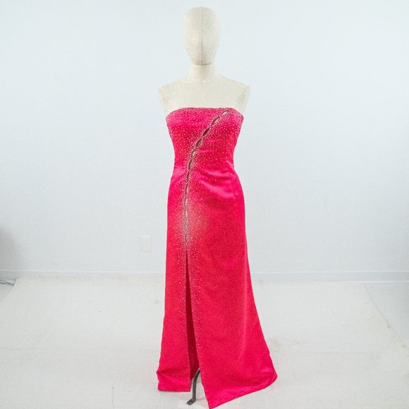 Vintage 80s 90s BARBIE Dress S Formal Pink Gown Cutouts Crystals - Picture 4 of 9